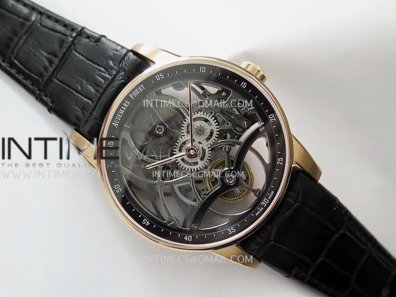 Code 11.59 26600OR RG APPF Best Edition Black Skeleton Dial On Black Leather Strap Asian Tourbillon